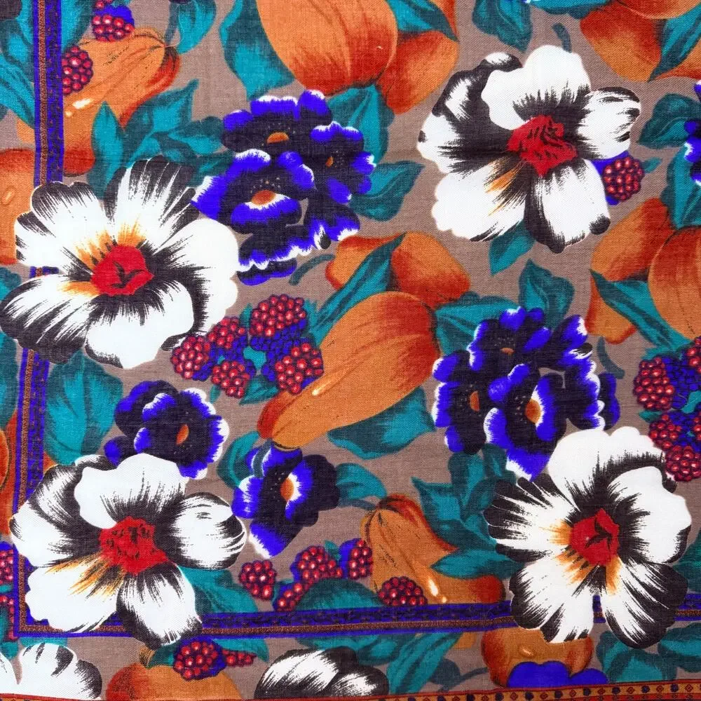Vintage 90s Challis By Berkshire Floral Square Bandana Scarf